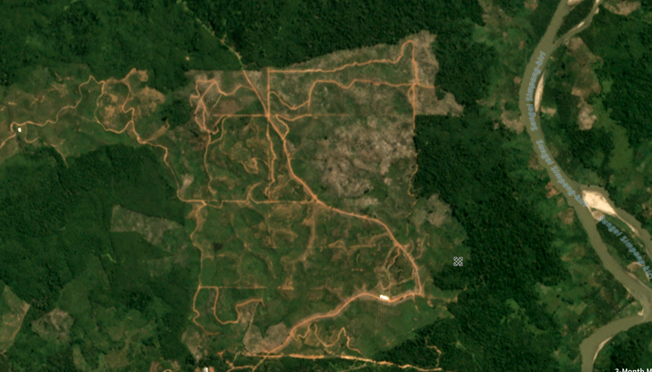 August 2018 satellite imagery of forest clearance in PT. Indo Sawit Perkasa.