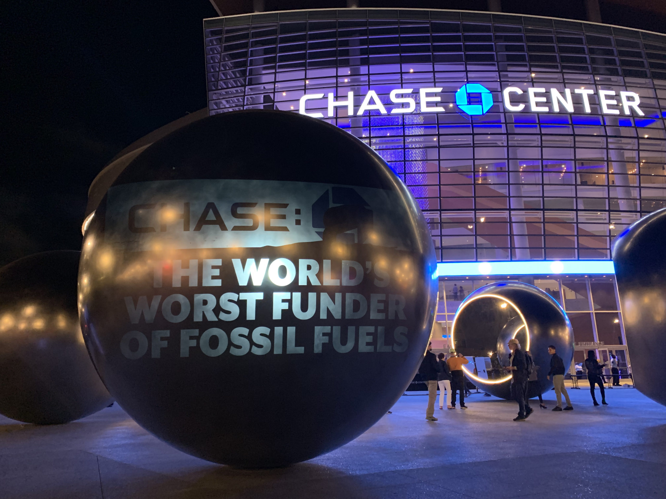 projection outside of Chase Center