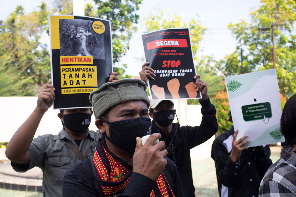 Mustakirun, the Head of Bunin Village protested in front of Aceh BPN Regional Office and DPRA Office, Tuesday May 16, 2023, Credit: Junaidi Hanafiah