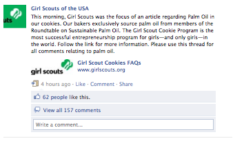 Girl Scouts Facebook Post
