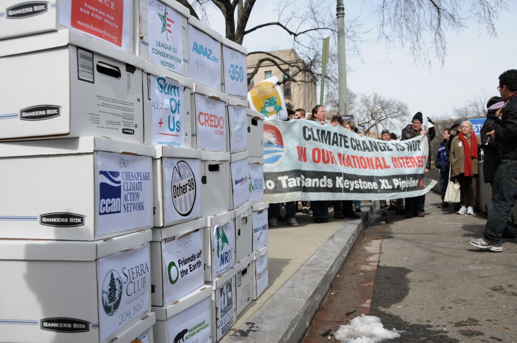 Boxes representing more than 2 million comments calling on the Obama Administration to reject Keystone XL.