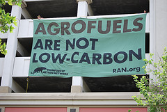 April 2009: Activists protest agrofuels in California