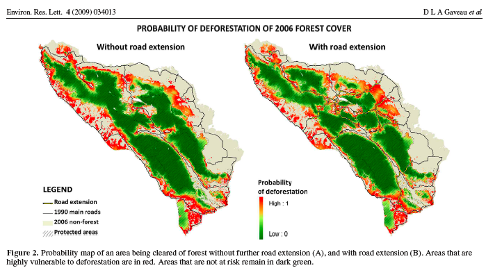 Road construction and deforestation risk