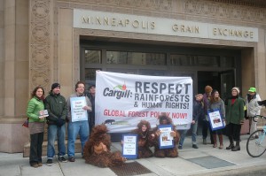 Delivering demands to Cargill in front of the Minneapolis Grain Exchange
